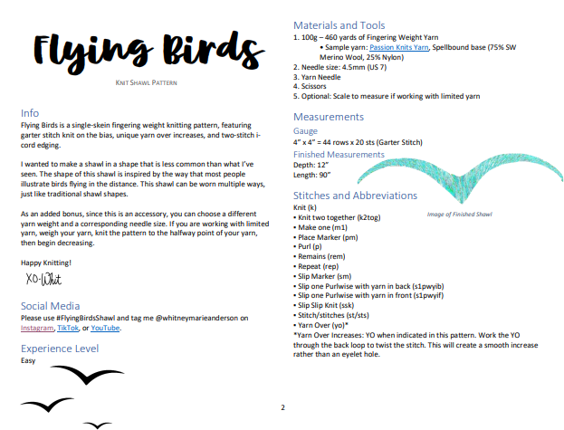 Flying Birds Shawl  |  Knit Pattern